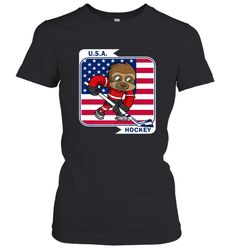 Sloth Ice Hockey USA America Patriotic American Flag Gift Women's T-Shirt