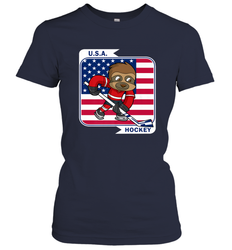 Sloth Ice Hockey USA America Patriotic American Flag Gift Women's T-Shirt