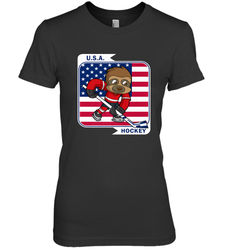 Sloth Ice Hockey USA America Patriotic American Flag Gift Premium Women's T-Shirt