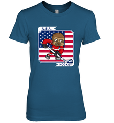 Sloth Ice Hockey USA America Patriotic American Flag Gift Premium Women's T-Shirt Premium Women's T-Shirt - Eddytshirt