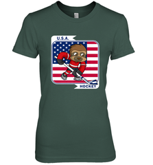Sloth Ice Hockey USA America Patriotic American Flag Gift Premium Women's T-Shirt Premium Women's T-Shirt - Eddytshirt