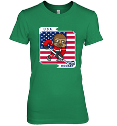 Sloth Ice Hockey USA America Patriotic American Flag Gift Premium Women's T-Shirt