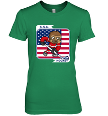 Sloth Ice Hockey USA America Patriotic American Flag Gift Premium Women's T-Shirt Premium Women's T-Shirt - Eddytshirt