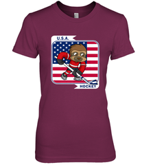 Sloth Ice Hockey USA America Patriotic American Flag Gift Premium Women's T-Shirt Premium Women's T-Shirt - Eddytshirt