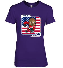Sloth Ice Hockey USA America Patriotic American Flag Gift Premium Women's T-Shirt Premium Women's T-Shirt - Eddytshirt