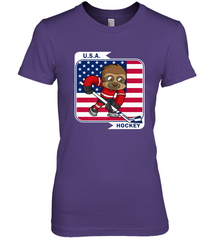 Sloth Ice Hockey USA America Patriotic American Flag Gift Premium Women's T-Shirt Premium Women's T-Shirt - Eddytshirt