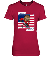 Sloth Ice Hockey USA America Patriotic American Flag Gift Premium Women's T-Shirt Premium Women's T-Shirt - Eddytshirt