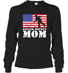 USA American Distressed Flag Roller Hockey Mom Women For Her Long Sleeve T-Shirt