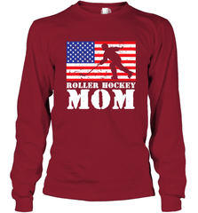 USA American Distressed Flag Roller Hockey Mom Women For Her Long Sleeve T-Shirt Long Sleeve T-Shirt - Eddytshirt