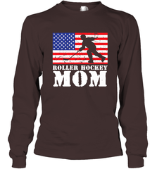 USA American Distressed Flag Roller Hockey Mom Women For Her Long Sleeve T-Shirt Long Sleeve T-Shirt - Eddytshirt