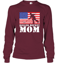 USA American Distressed Flag Roller Hockey Mom Women For Her Long Sleeve T-Shirt Long Sleeve T-Shirt - Eddytshirt