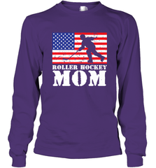 USA American Distressed Flag Roller Hockey Mom Women For Her Long Sleeve T-Shirt Long Sleeve T-Shirt - Eddytshirt
