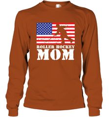 USA American Distressed Flag Roller Hockey Mom Women For Her Long Sleeve T-Shirt Long Sleeve T-Shirt - Eddytshirt