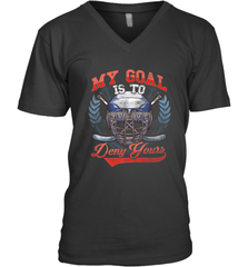 My Goal Is To Deny Yours Hockey Defender V-Neck T-Shirt V-Neck T-Shirt - Eddytshirt