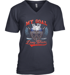 My Goal Is To Deny Yours Hockey Defender V-Neck T-Shirt V-Neck T-Shirt - Eddytshirt
