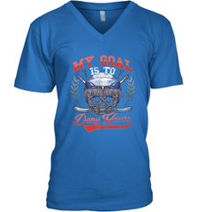 My Goal Is To Deny Yours Hockey Defender V-Neck T-Shirt V-Neck T-Shirt - Eddytshirt