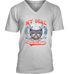 My Goal Is To Deny Yours Hockey Defender V-Neck T-Shirt