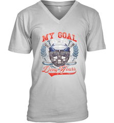 My Goal Is To Deny Yours Hockey Defender V-Neck T-Shirt V-Neck T-Shirt - Eddytshirt