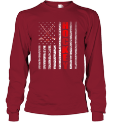 Vintage American US Flag Hockey Player Tee Ice Hockey Fans Long Sleeve T-Shirt Long Sleeve T-Shirt - Eddytshirt