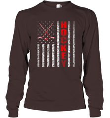 Vintage American US Flag Hockey Player Tee Ice Hockey Fans Long Sleeve T-Shirt Long Sleeve T-Shirt - Eddytshirt