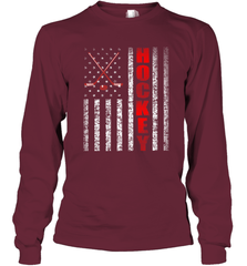 Vintage American US Flag Hockey Player Tee Ice Hockey Fans Long Sleeve T-Shirt Long Sleeve T-Shirt - Eddytshirt