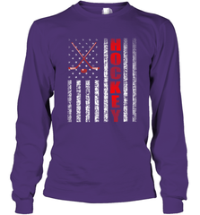 Vintage American US Flag Hockey Player Tee Ice Hockey Fans Long Sleeve T-Shirt Long Sleeve T-Shirt - Eddytshirt