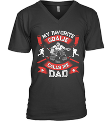 My Favorite Goalie Calls Me Dad Men Ice Hockey Sport V-Neck T-Shirt V-Neck T-Shirt - Eddytshirt