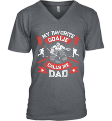 My Favorite Goalie Calls Me Dad Men Ice Hockey Sport V-Neck T-Shirt V-Neck T-Shirt - Eddytshirt