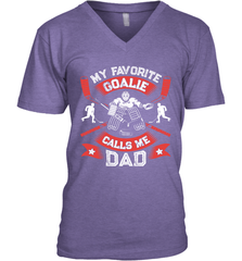 My Favorite Goalie Calls Me Dad Men Ice Hockey Sport V-Neck T-Shirt V-Neck T-Shirt - Eddytshirt