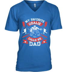 My Favorite Goalie Calls Me Dad Men Ice Hockey Sport V-Neck T-Shirt V-Neck T-Shirt - Eddytshirt
