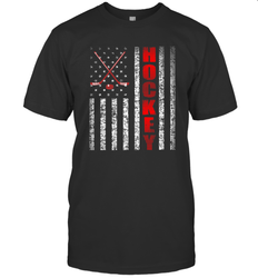 Vintage American US Flag Hockey Player Tee Ice Hockey Fans T-Shirt