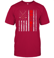 Vintage American US Flag Hockey Player Tee Ice Hockey Fans T-Shirt T-Shirt - Eddytshirt