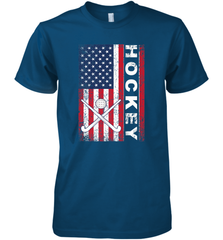 USA American Flag Hockey Player Perfect Gift Premium Men's T-Shirt Premium Men's T-Shirt - Eddytshirt
