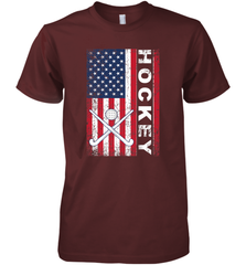 USA American Flag Hockey Player Perfect Gift Premium Men's T-Shirt Premium Men's T-Shirt - Eddytshirt