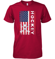 USA American Flag Hockey Player Perfect Gift Premium Men's T-Shirt Premium Men's T-Shirt - Eddytshirt