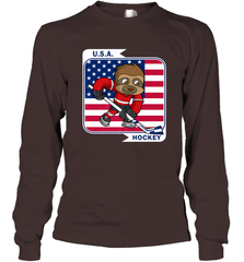 Sloth Ice Hockey USA America Patriotic American Flag Gift Long Sleeve T-Shirt Long Sleeve T-Shirt - Eddytshirt
