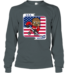 Sloth Ice Hockey USA America Patriotic American Flag Gift Long Sleeve T-Shirt Long Sleeve T-Shirt - Eddytshirt