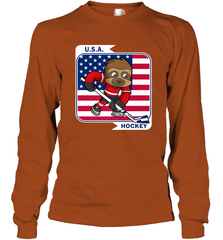 Sloth Ice Hockey USA America Patriotic American Flag Gift Long Sleeve T-Shirt Long Sleeve T-Shirt - Eddytshirt