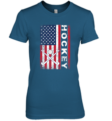 USA American Flag Hockey Player Perfect Gift Premium Women's T-Shirt Premium Women's T-Shirt - Eddytshirt