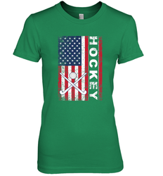 USA American Flag Hockey Player Perfect Gift Premium Women's T-Shirt