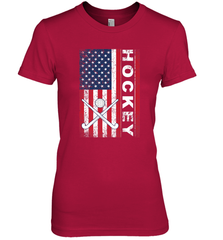 USA American Flag Hockey Player Perfect Gift Premium Women's T-Shirt Premium Women's T-Shirt - Eddytshirt