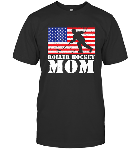 USA American Distressed Flag Roller Hockey Mom Women For Her T-Shirt T-Shirt / Black / S T-Shirt - Eddytshirt