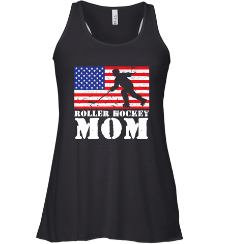 USA American Distressed Flag Roller Hockey Mom Women For Her Racerback Tank Racerback Tank / Black / XS Racerback Tank - Eddytshirt