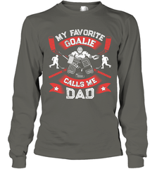 My Favorite Goalie Calls Me Dad Men Ice Hockey Sport Long Sleeve T-Shirt Long Sleeve T-Shirt - Eddytshirt