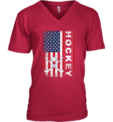 USA American Flag Hockey Player Perfect Gift V-Neck T-Shirt V-Neck T-Shirt - Eddytshirt