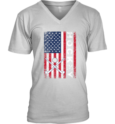 USA American Flag Hockey Player Perfect Gift V-Neck T-Shirt