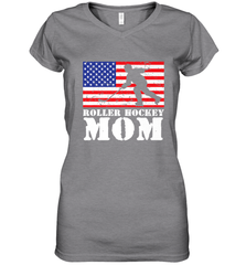 USA American Distressed Flag Roller Hockey Mom Women For Her Women's V-Neck T-Shirt Women's V-Neck T-Shirt - Eddytshirt