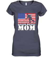 USA American Distressed Flag Roller Hockey Mom Women For Her Women's V-Neck T-Shirt Women's V-Neck T-Shirt - Eddytshirt