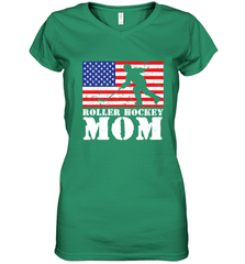 USA American Distressed Flag Roller Hockey Mom Women For Her Women's V-Neck T-Shirt Women's V-Neck T-Shirt - Eddytshirt