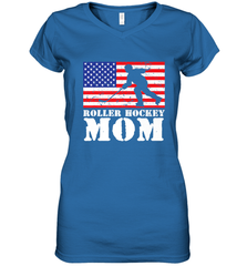 USA American Distressed Flag Roller Hockey Mom Women For Her Women's V-Neck T-Shirt Women's V-Neck T-Shirt - Eddytshirt
